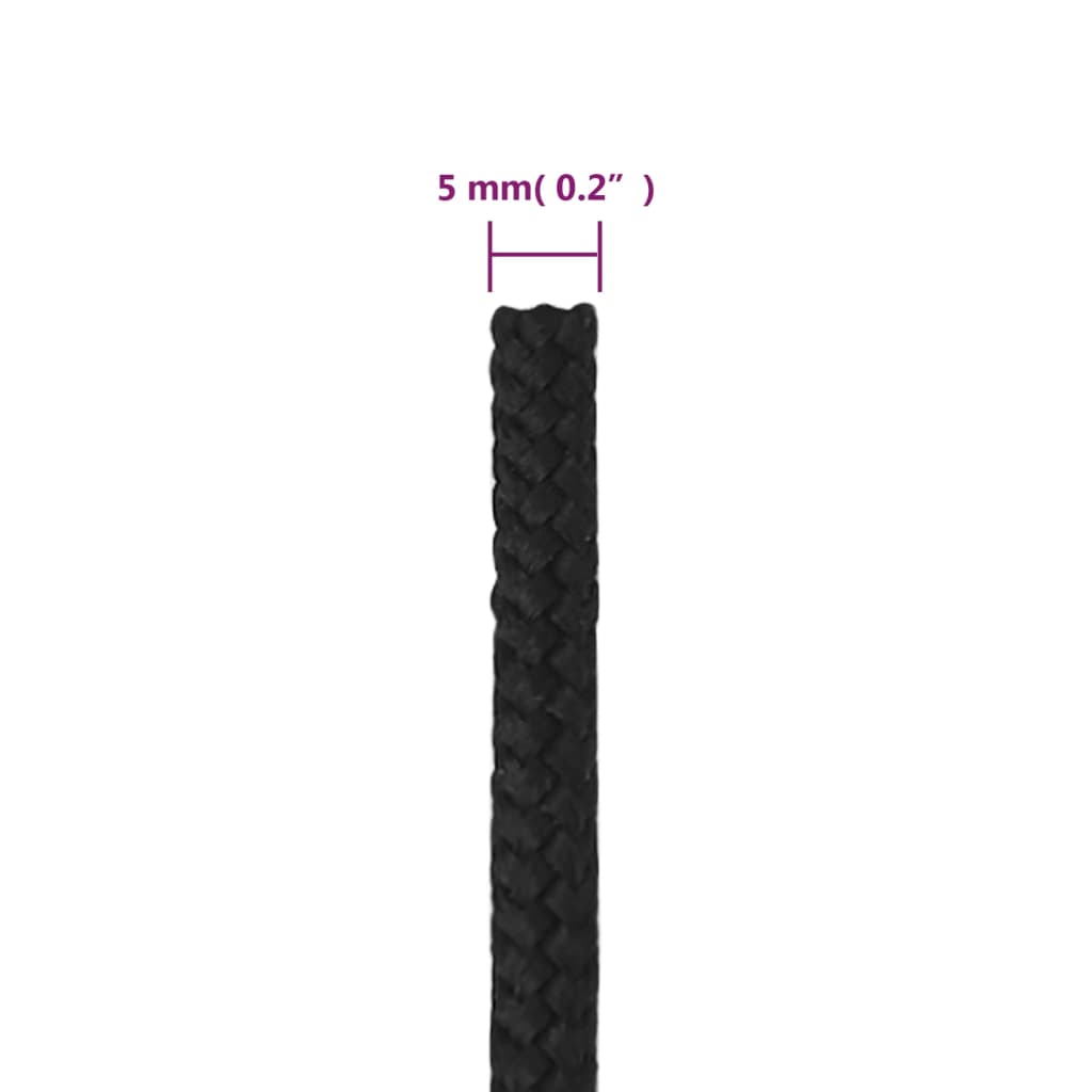 Boat Rope Full Black 5 mm 100 m Polypropylene