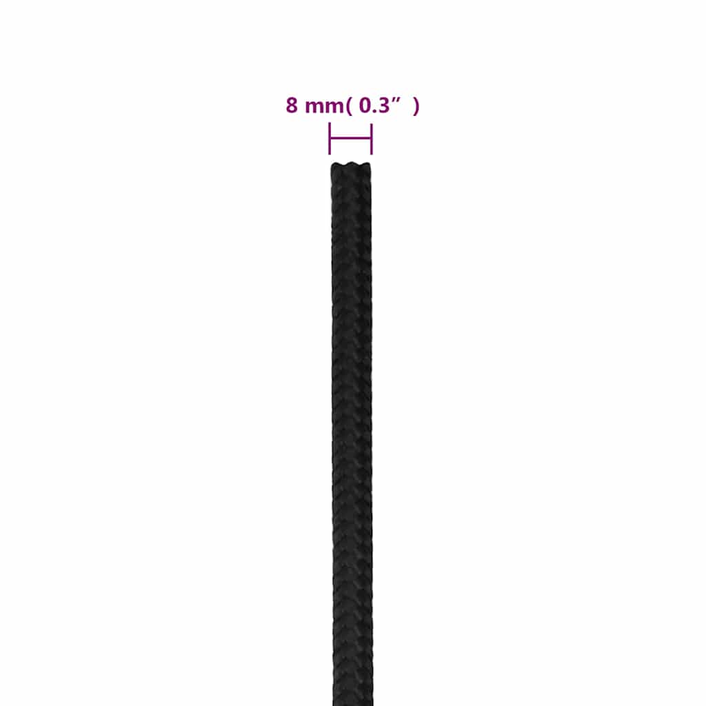 Boat Rope Full Black 8 mm 250 m Polypropylene
