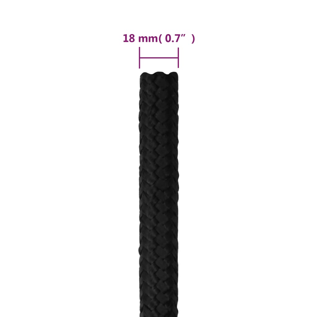 Boat Rope Full Black 18 mm 50 m Polypropylene