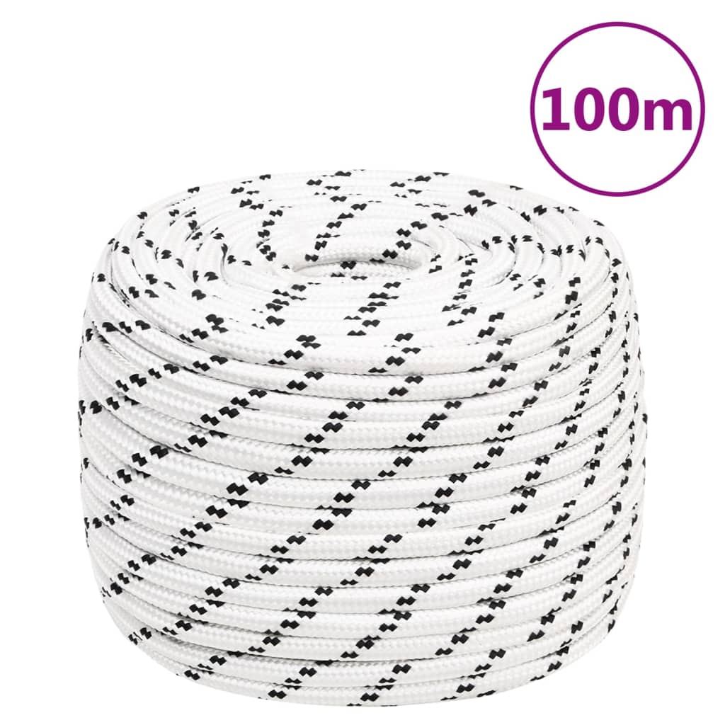 Braided Boat Rope White 14 mmx100 m Polyester