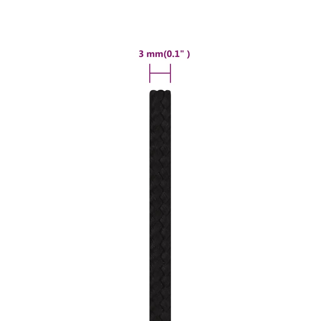 Work Rope Black 3 mm 25 m Polyester