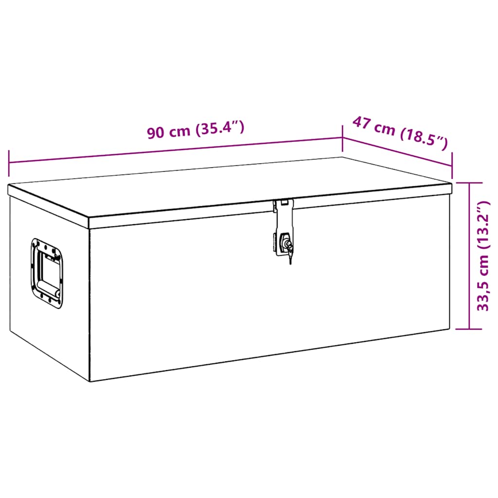 Storage Box Black 90x47x33.5 cm Aluminium