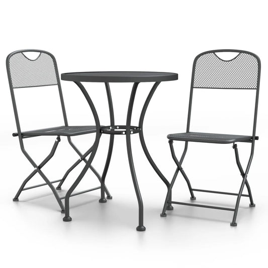 3 Piece Garden Dining Set Expanded Metal Mesh Anthracite 3 Piece Garden Dining Set Expanded Metal Mesh Anthracite