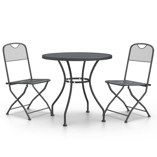3 Piece Garden Dining Set Expanded Metal Mesh Anthracite 3 Piece Garden Dining Set Expanded Metal Mesh Anthracite