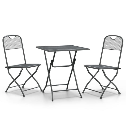 Garden Dining Set | Anthracite | Expanded metal mesh | Small | Foldable Garden Dining Set | Anthracite | Expanded metal mesh | Small | Foldable