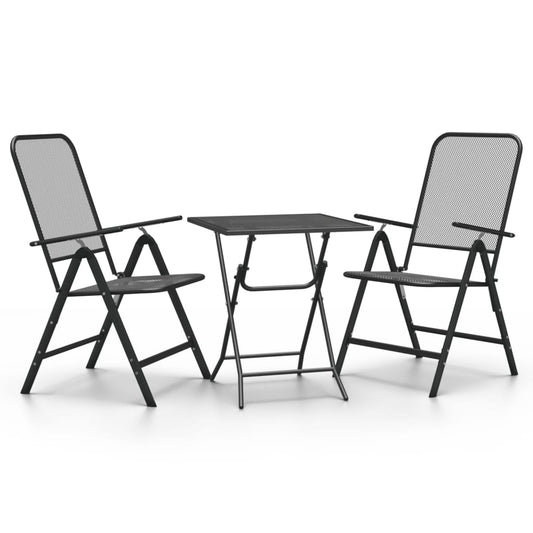 3 Piece Garden Dining Set Expanded Metal Mesh Anthracite 3 Piece Garden Dining Set Expanded Metal Mesh Anthracite