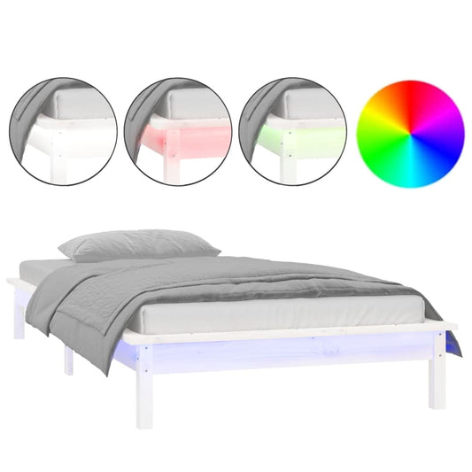 LED Bed Frame without Mattress White 100x200 cm Solid Wood LED Bed Frame without Mattress White 100x200 cm Solid Wood