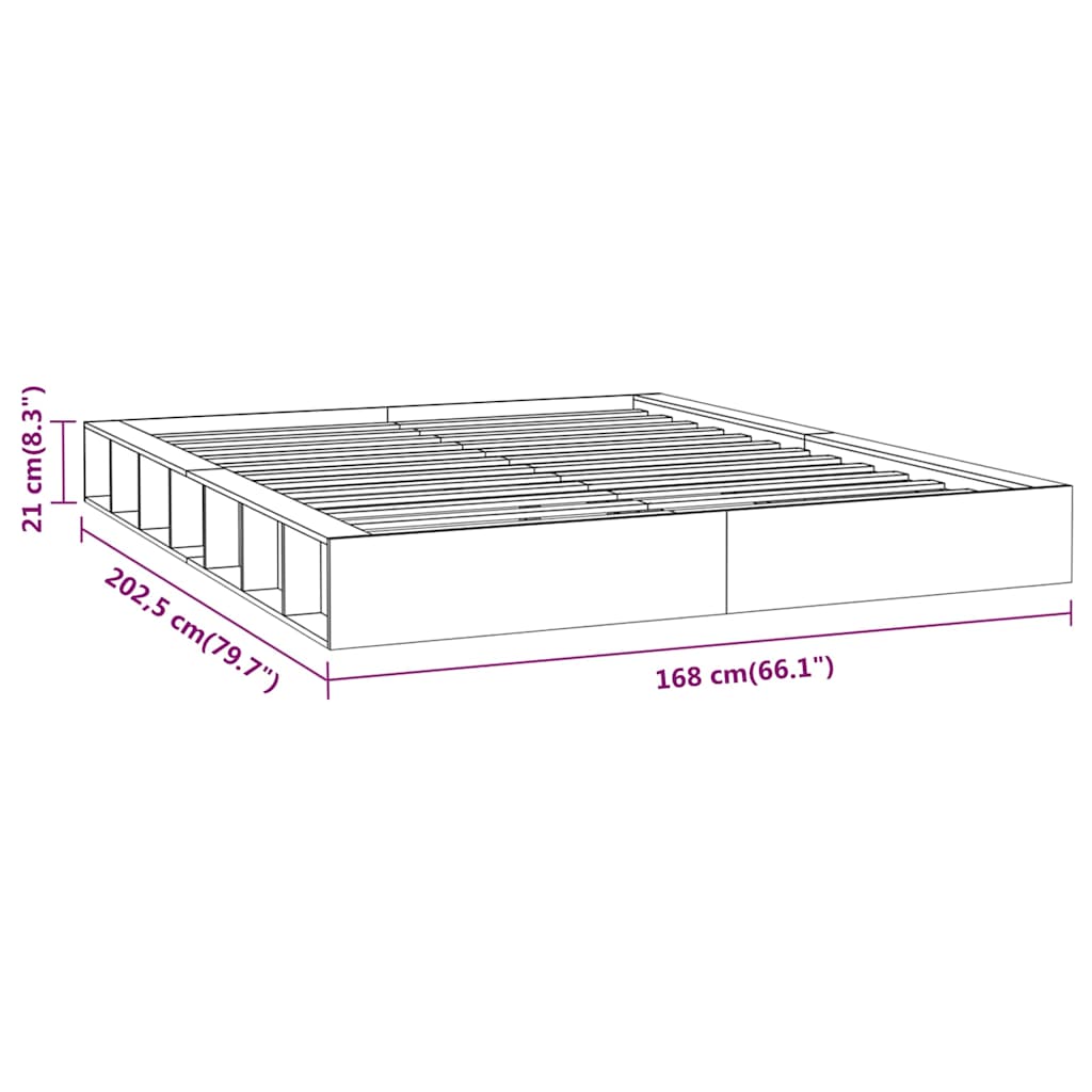 Bed Frame without Mattress White 150x200 cm King Size Solid Wood