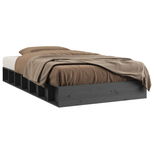 Bed Frame without Mattress Grey 75x190 cm Small Single Small Single Solid Wood Bed Frame without Mattress Grey 75x190 cm Small Single Small Single Solid Wood