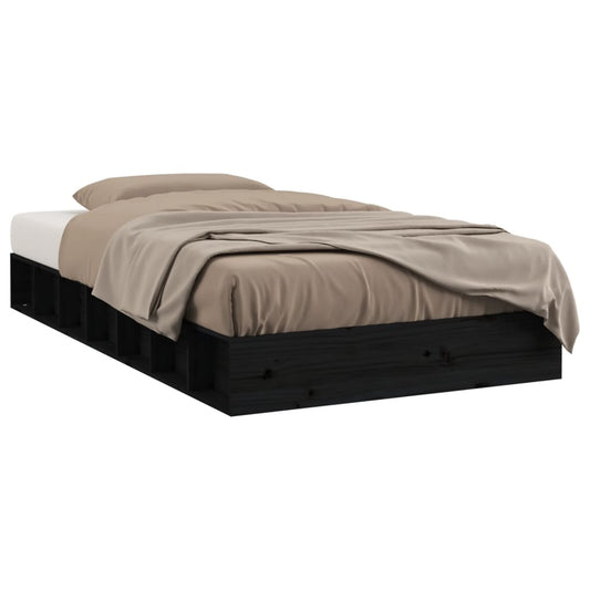 Bed Frame without Mattress Black 75x190 cm Small Single Solid Wood Bed Frame without Mattress Black 75x190 cm Small Single Solid Wood