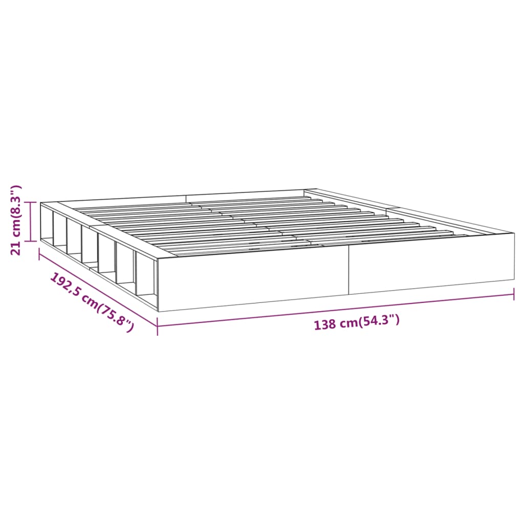 Bed Frame without Mattress White 120x190 cm Solid Wood