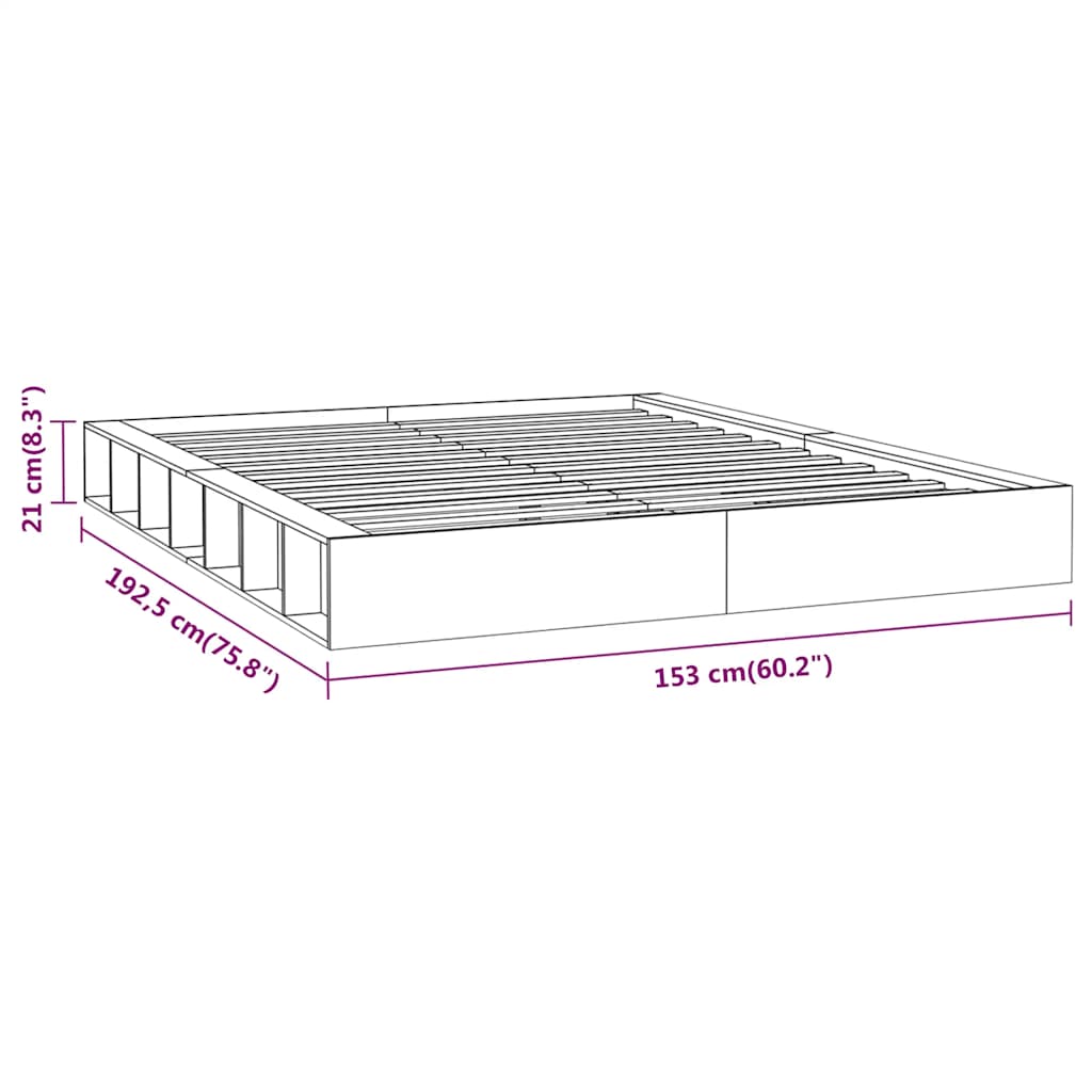 Bed Frame without Mattress White 135x190 cm Double Solid Wood