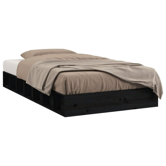 Bed Frame without Mattress Black 135x190 cm Double Double Solid Wood Bed Frame without Mattress Black 135x190 cm Double Double Solid Wood