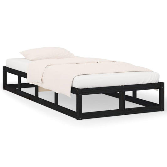 Bed Frame without Mattress Black 90x200 cm Solid Wood Bed Frame without Mattress Black 90x200 cm Solid Wood