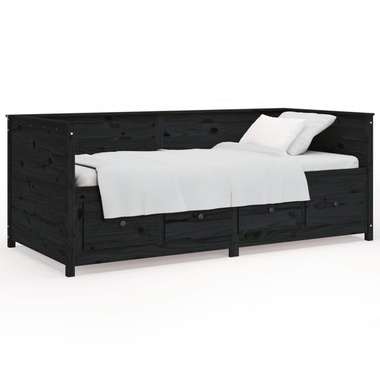 Day Bed without Mattress Black 90x200 cm Solid Wood Pine Day Bed without Mattress Black 90x200 cm Solid Wood Pine