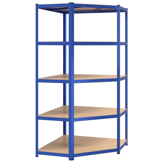 5-Layer Corner Shelf Blue Steel&Engineered Wood 5-Layer Corner Shelf Blue Steel&Engineered Wood