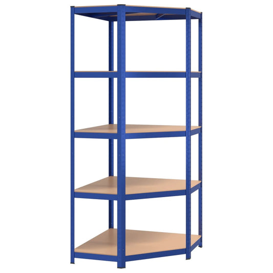 5-Layer Corner Shelf Blue Steel&Engineered Wood 5-Layer Corner Shelf Blue Steel&Engineered Wood