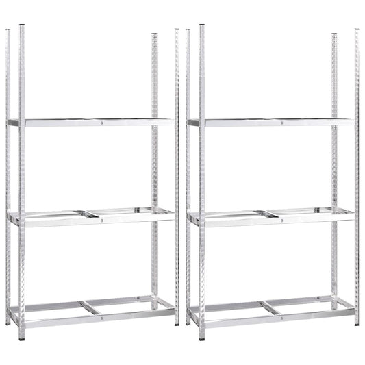 3-Layer Tire Racks 2 pcs Silver 110x40x200 cm Steel 3-Layer Tire Racks 2 pcs Silver 110x40x200 cm Steel