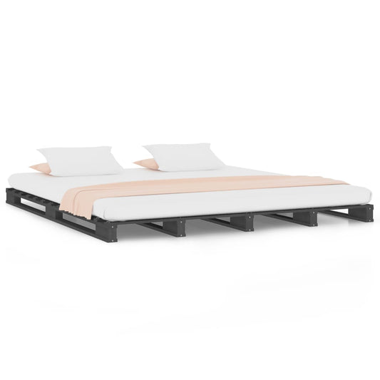 Pallet Bed without Mattress Grey Small Double Solid Wood Pallet Bed without Mattress Grey Small Double Solid Wood