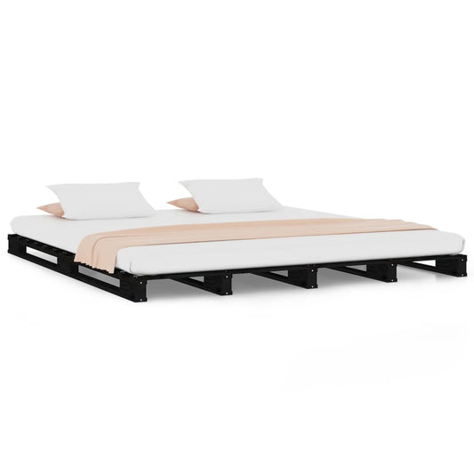 Pallet Bed without Mattress Black Small Double Solid Wood Pallet Bed without Mattress Black Small Double Solid Wood