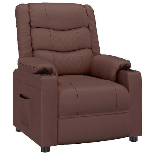 Recliner Chair Brown Faux Leather Recliner Chair Brown Faux Leather