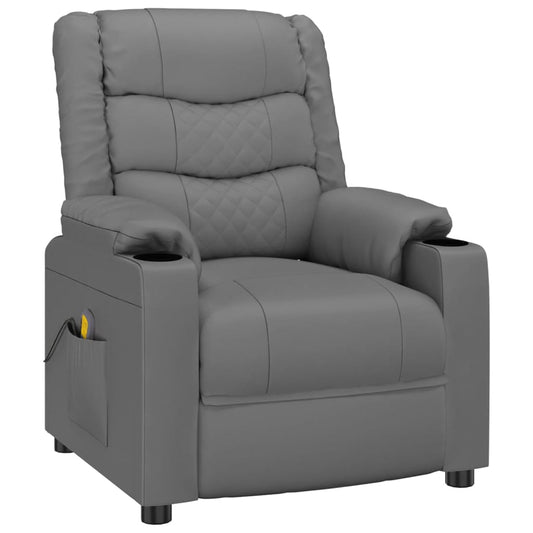 Massage Chair Grey Faux Leather Massage Chair Grey Faux Leather