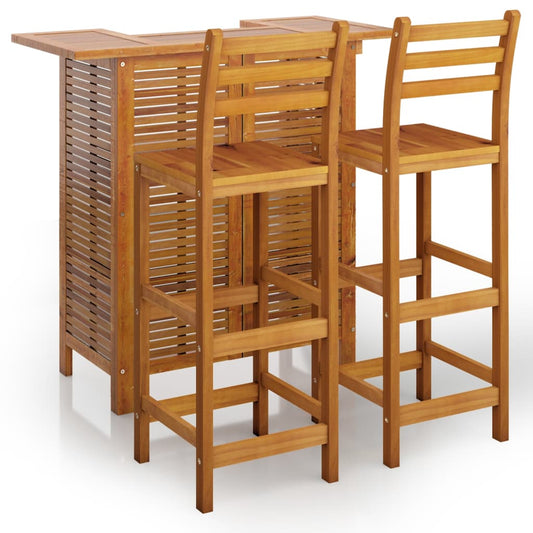 Garden Bar Set | Natural Wood | Solid Acacia Wood | Compact | Footrest Garden Bar Set | Natural Wood | Solid Acacia Wood | Compact | Footrest