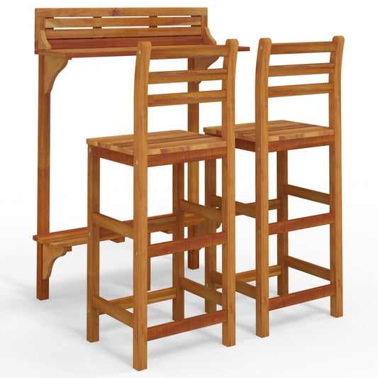 3 Piece Balcony Bar Set Solid Wood Acacia 3 Piece Balcony Bar Set Solid Wood Acacia