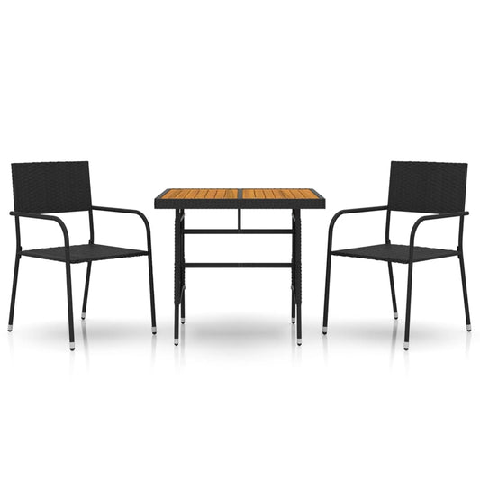 Outdoor Dining Set | Black | PE rattan, steel, solid acacia wood Outdoor Dining Set | Black | PE rattan, steel, solid acacia wood