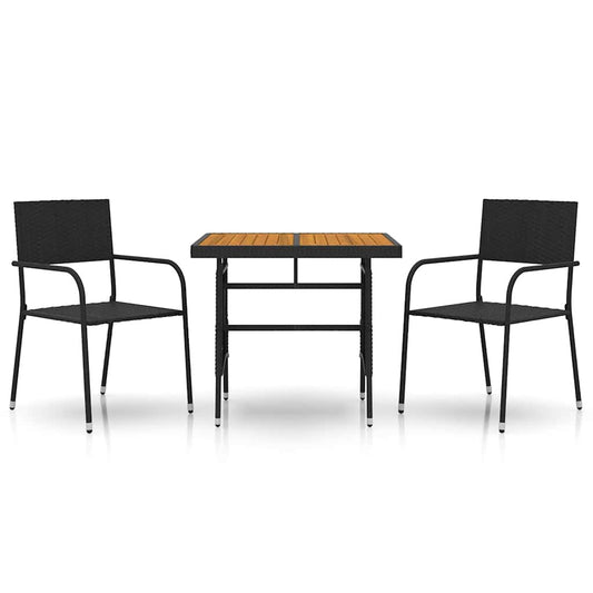 3 Piece Outdoor Dining Set Poly Rattan Black 3 Piece Outdoor Dining Set Poly Rattan Black