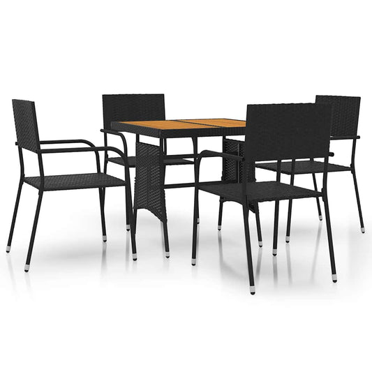 5 Piece Outdoor Dining Set Poly Rattan Black 5 Piece Outdoor Dining Set Poly Rattan Black