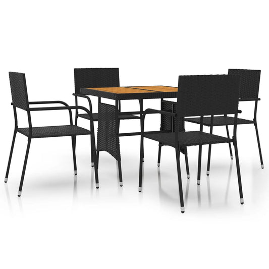 5 Piece Outdoor Dining Set Poly Rattan Black 5 Piece Outdoor Dining Set Poly Rattan Black