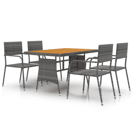 5 Piece Outdoor Dining Set Poly Rattan Grey 5 Piece Outdoor Dining Set Poly Rattan Grey