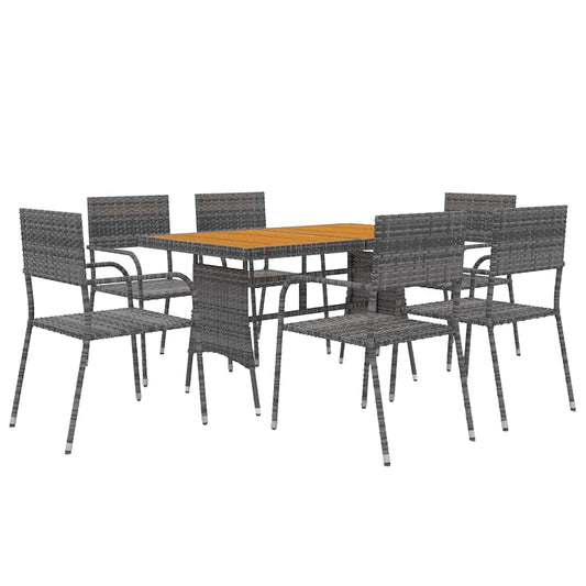 7 Piece Outdoor Dining Set Poly Rattan Grey 7 Piece Outdoor Dining Set Poly Rattan Grey