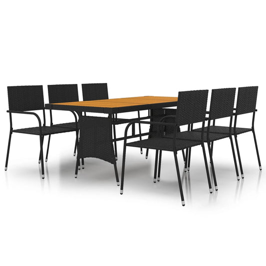 7 Piece Outdoor Dining Set Poly Rattan Black 7 Piece Outdoor Dining Set Poly Rattan Black