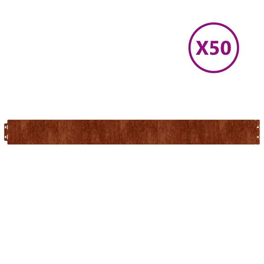 Lawn Edging 50 pcs 10 x 103 cm Weathering Steel Rusty Lawn Edging 50 pcs 10 x 103 cm Weathering Steel Rusty