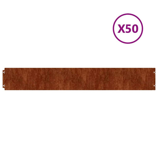 Lawn Edging 50 pcs 15 x 103 cm Weathering Steel Rusty Lawn Edging 50 pcs 15 x 103 cm Weathering Steel Rusty
