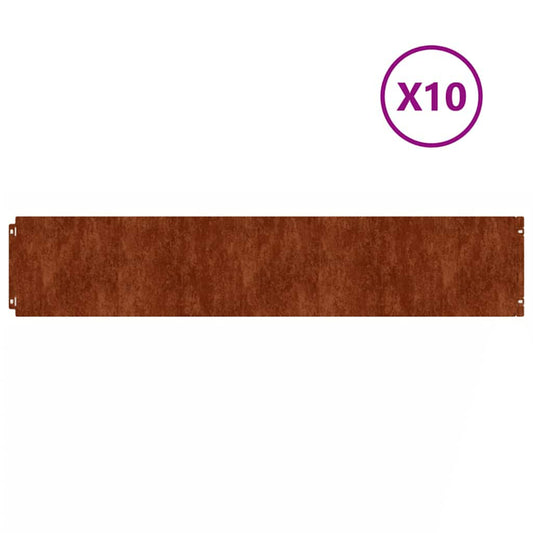 Lawn Edging 10 pcs 20 x 103 cm Weathering Steel Rusty Lawn Edging 10 pcs 20 x 103 cm Weathering Steel Rusty
