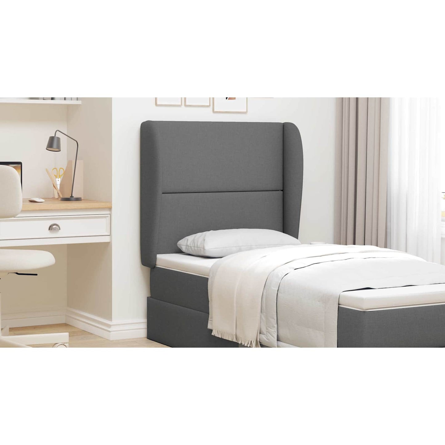 Headboard Ear Dim Grey 80 x 23 x 6 cm Fabric