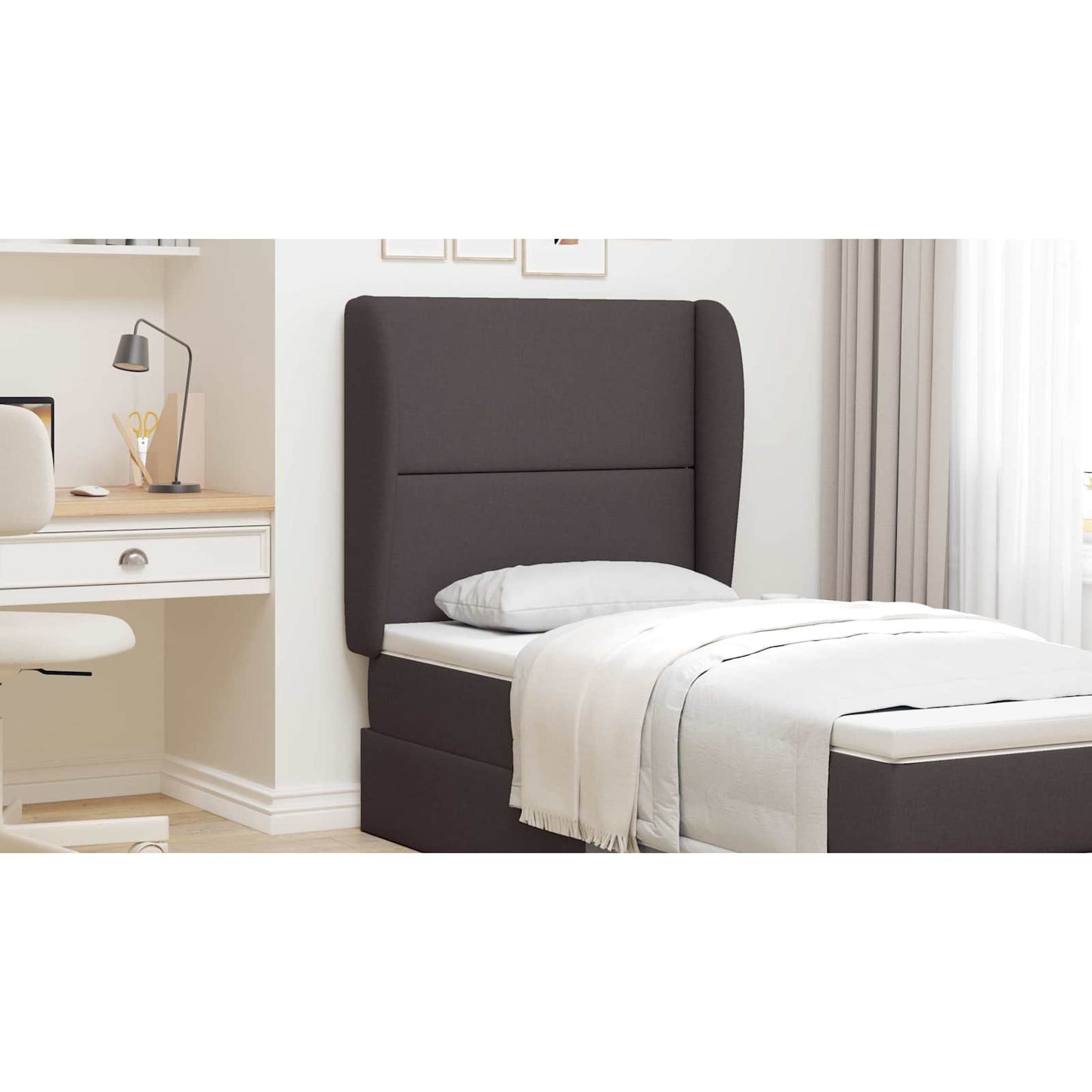 Headboard Ear Brown 80 x 23 x 6 cm Fabric