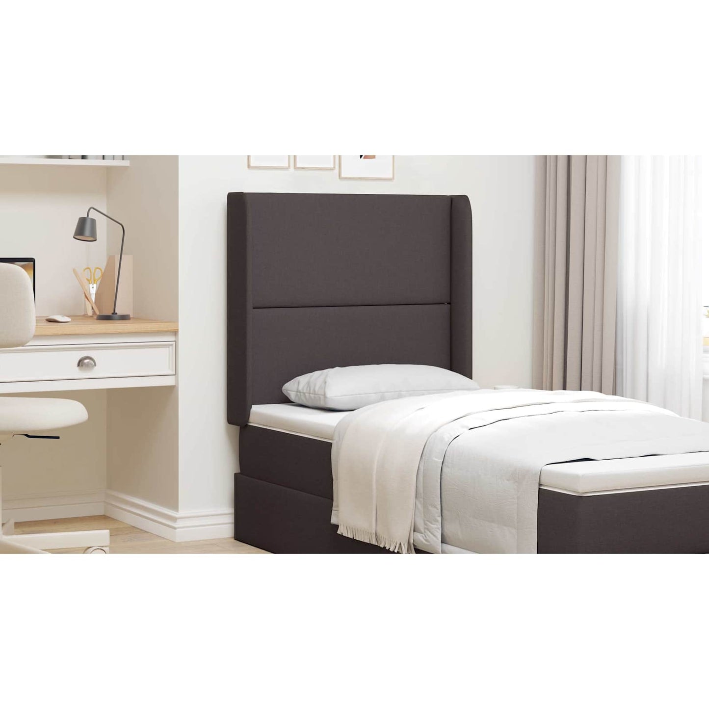 Headboard Ear Brown 80 x 16 x 4 cm Fabric