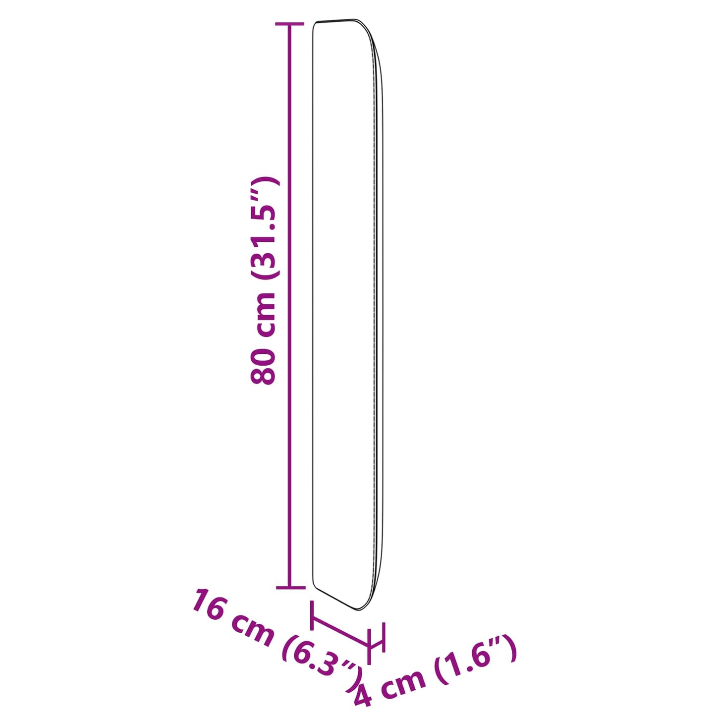 Headboard Ear White 80 x 16 x 4 cm PVC