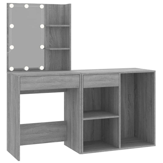 LED Dressing Table with Cabinet Grey Sonoma Engineered Wood LED Dressing Table with Cabinet Grey Sonoma Engineered Wood