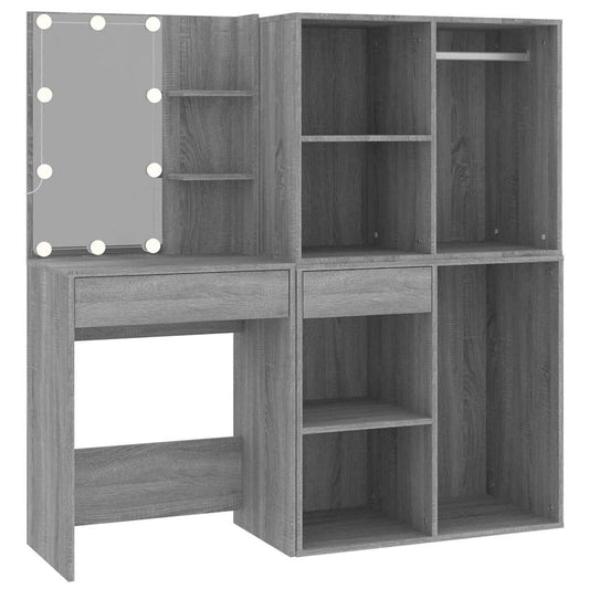 LED Dressing Table with Cabinets Grey Sonoma Engineered Wood LED Dressing Table with Cabinets Grey Sonoma Engineered Wood