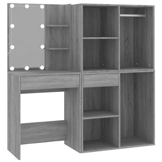 LED Dressing Table with Cabinets Grey Sonoma Engineered Wood LED Dressing Table with Cabinets Grey Sonoma Engineered Wood