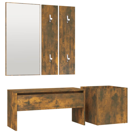 Hallway Furniture Set Smoked Oak Engineered Wood Hallway Furniture Set Smoked Oak Engineered Wood