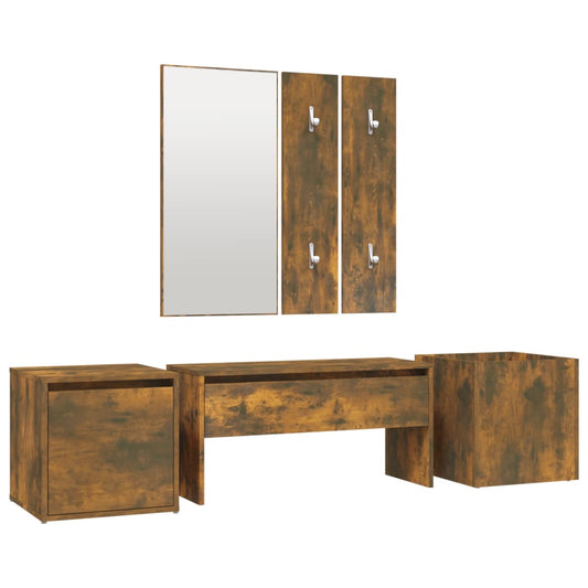 Hallway Furniture Set Smoked Oak Engineered Wood Hallway Furniture Set Smoked Oak Engineered Wood