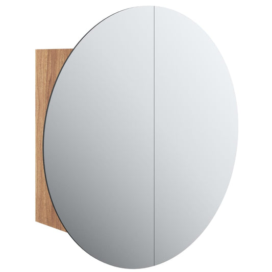 Bathroom Cabinet with Round Mirror&LED Oak 40x40x17.5 cm Bathroom Cabinet with Round Mirror&LED Oak 40x40x17.5 cm