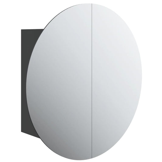 Bathroom Cabinet with Round Mirror&LED Black 47x47x17.5 cm Bathroom Cabinet with Round Mirror&LED Black 47x47x17.5 cm