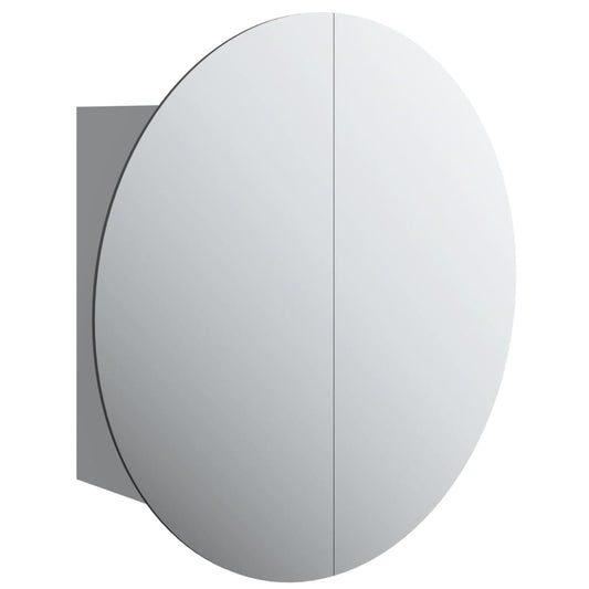 Bathroom Cabinet with Round Mirror&LED Grey 47x47x17.5 cm Bathroom Cabinet with Round Mirror&LED Grey 47x47x17.5 cm